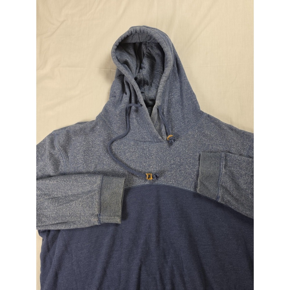 tentree Hoodie Mens XL Blue Colorblock Fleece Pullover Zip Pockets Logo Casual